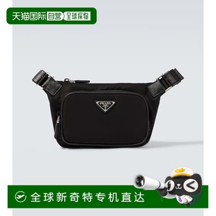 香港直邮Prada 男士 1h可退 普拉达 皮革饰边腰包 Nylon