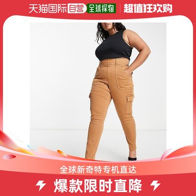 香港直邮潮奢 Spanx 女士 Plus 高腰紧身工装裤(米黄色)