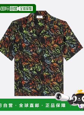 香港直邮CELINE 男士衬衫 2C946643T38MU CO 黑色 印花衬衫短袖