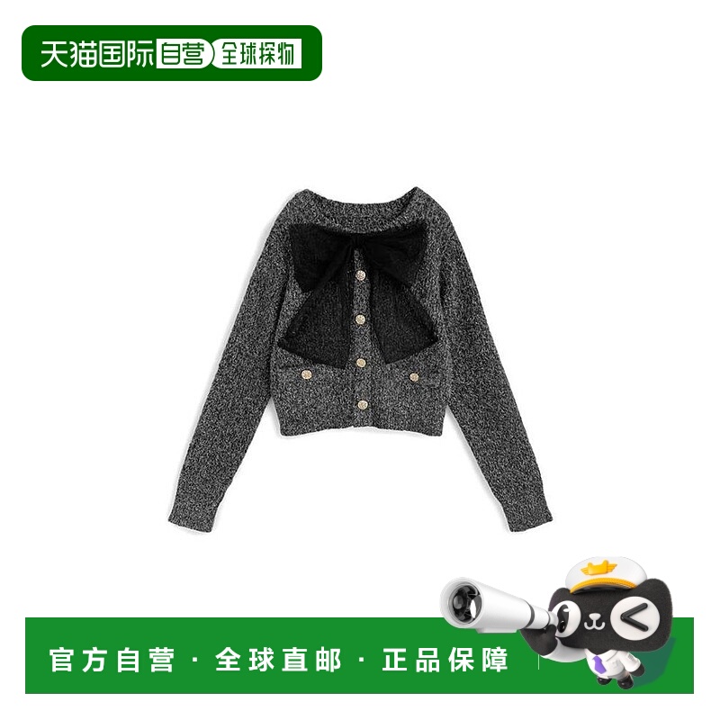 日本直邮日潮 GRL网纱蝴蝶结亮丝针织上衣lt155开衫裙子