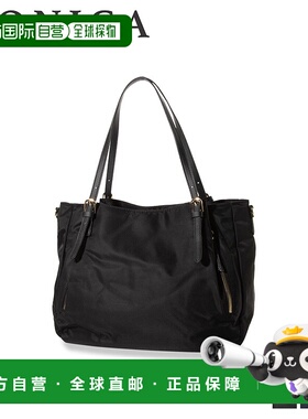 日本直邮Monica 女士拉链斜挎手提包M 码双向尼龙组合黑色/米色MO