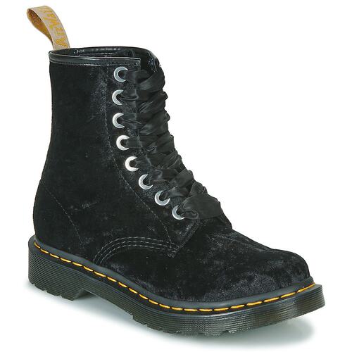 欧洲直邮dr. martens 女士天鹅绒鞋面中筒平底8孔时尚复古马丁靴