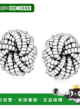 自营 Ross-Simons 纯银树脂串珠爱心结夹式耳环 - 白色 美国奥莱