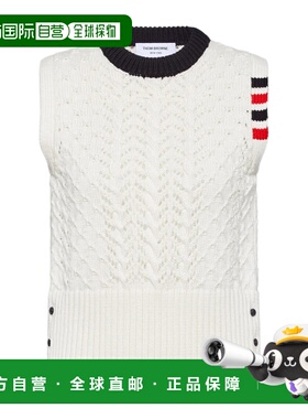 香港直邮Thom Browne 麻花针织四条纹羊毛马甲 FKV222BY1024