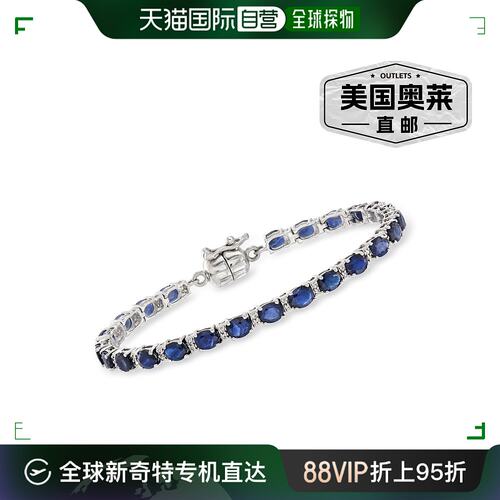 ross-simons罗斯-西蒙斯蓝宝石和 . 925 纯银白色托帕石网球手链