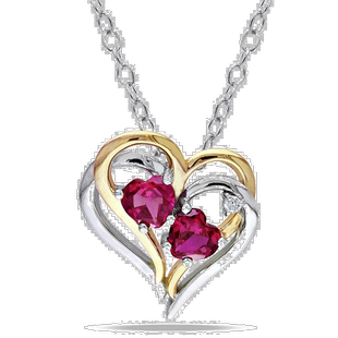 自营 Mimi & Max 钻石与人造红宝石心形吊坠配链 2 色黄色和白色