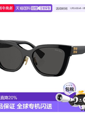 香港直邮MIU MIU缪缪女款徽标猫眼时尚黑色太阳眼镜MU02ZS1AB5S0