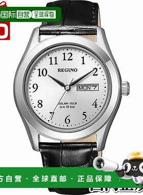 日本直邮KM1-211-10 CITIZEN REGUNO Solar Tech 黑色皮革男士手