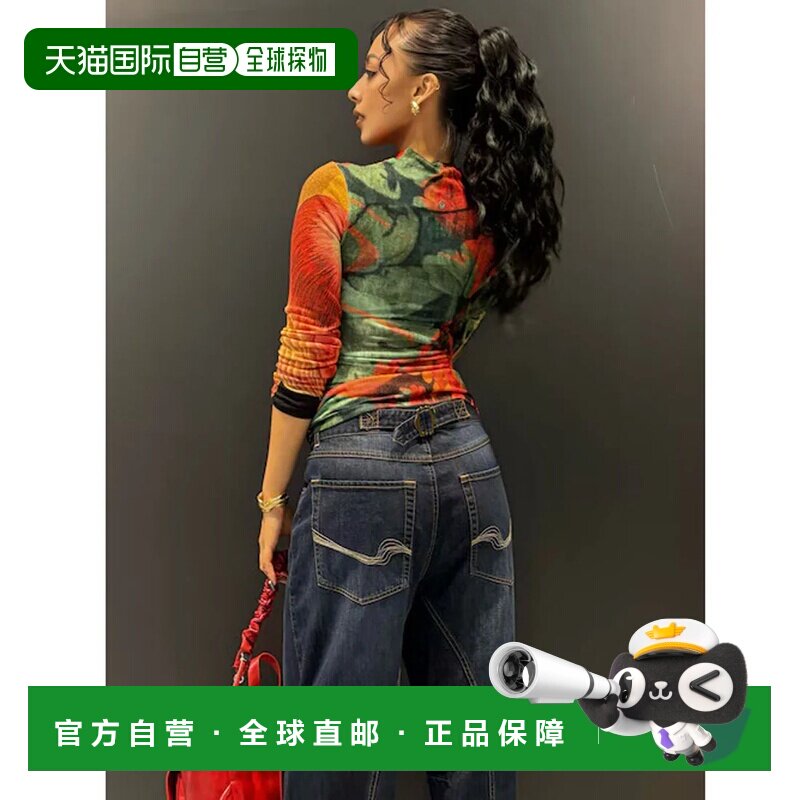 日本直邮Desigual 长款气球牛仔裤 蓝色女装直筒裤