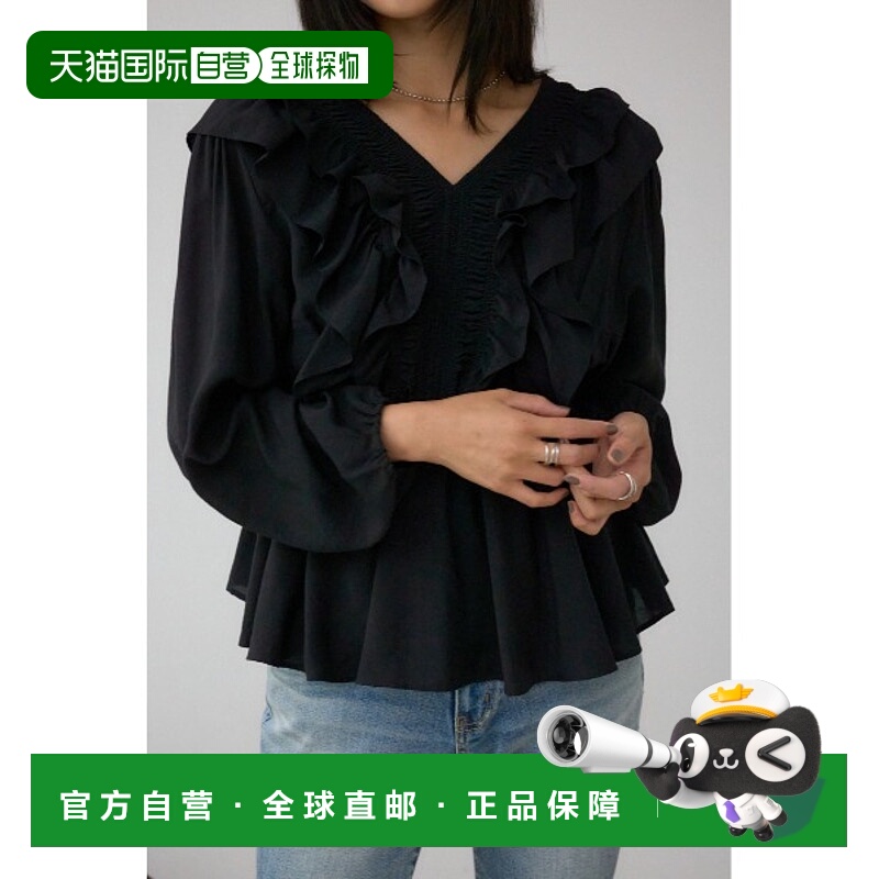 1h可退 日本直邮AZUL BY MOUSSY 女装 蕾丝拼接长袖荷叶边衬衫 25