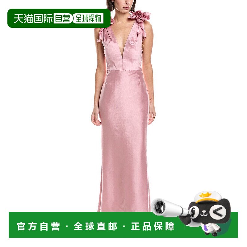 自营Marchesa Notte Sleeveless Deep V-Neck Silk-Blend Mikado