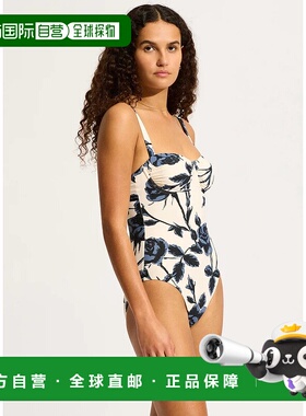 自营Seafolly Rococo Swimsuit Womens Ivory Floral Ruched Unde