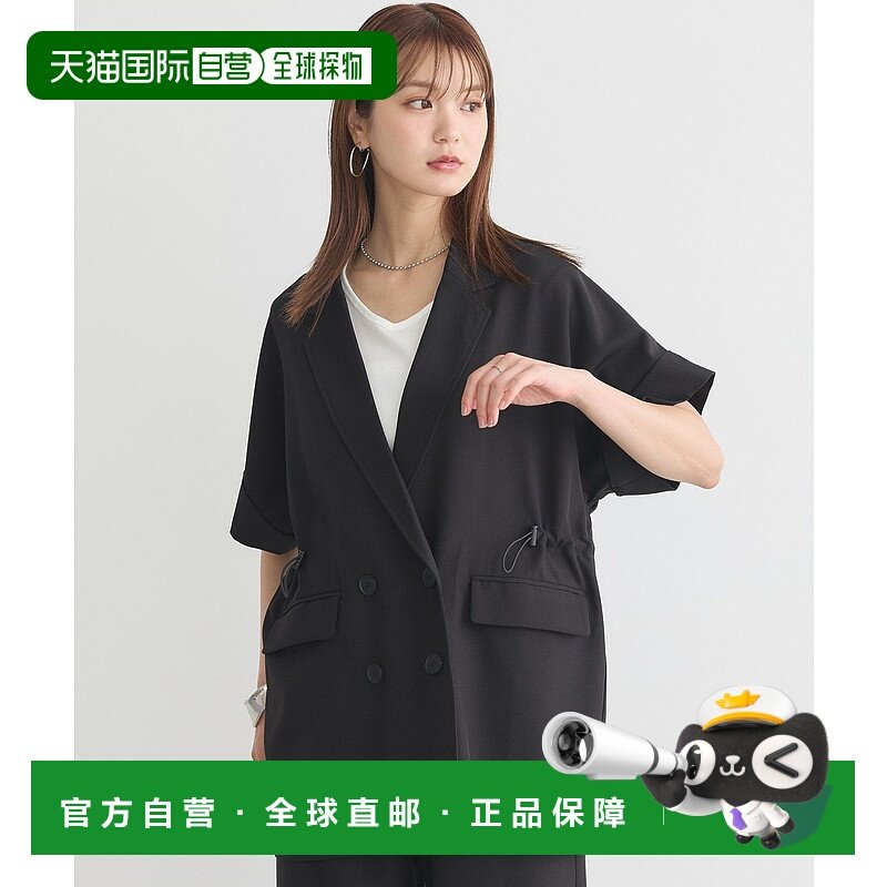 1h可退 日本直邮earth music&ecology 女士宽松双排扣半袖西装外