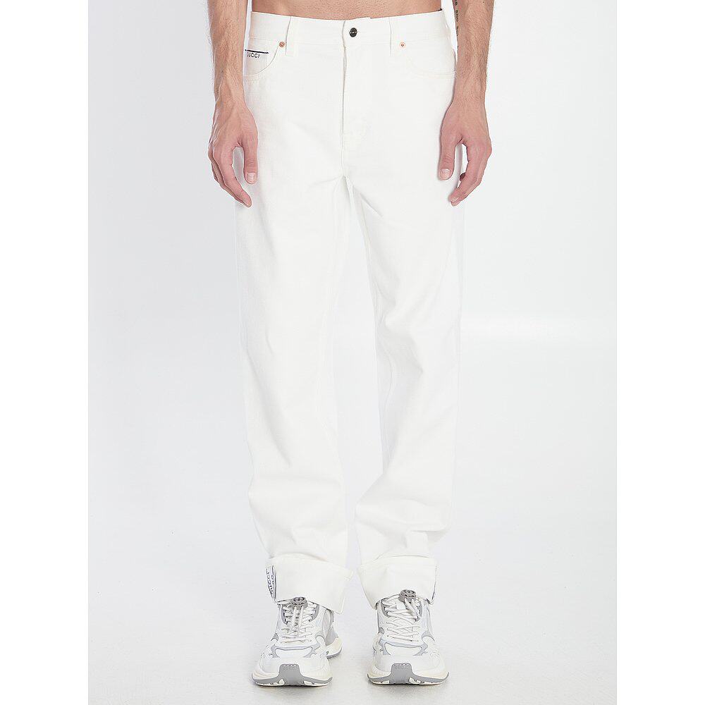 GUCCI 男士休闲裤 834523XDC6Q9061 SS2025 白色 腰带环牛仔裤