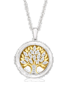 自营Ross-Simons 2 色纯银钻石生命之树小盒吊坠项链 - 18 英寸
