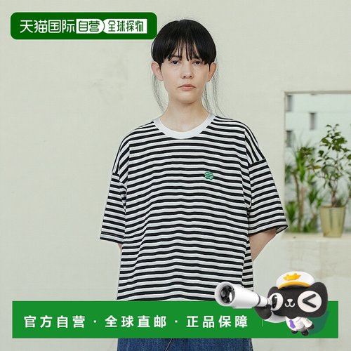 1h可退 日本直邮FRAPBOIS 男女通用字母刺绣条纹T恤 B1552PUT711