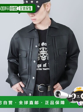 日本直邮SPINNS男女同款仿皮短款夹克 宽松落肩设计双胸袋 H05085