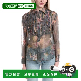 自营Cynthia Rowley Silk Organza Tuxedo Shirt - grey 美国奥莱