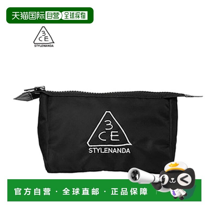 韩国直邮3CE 三熹玉 黑色LOGO小型化妆包新款