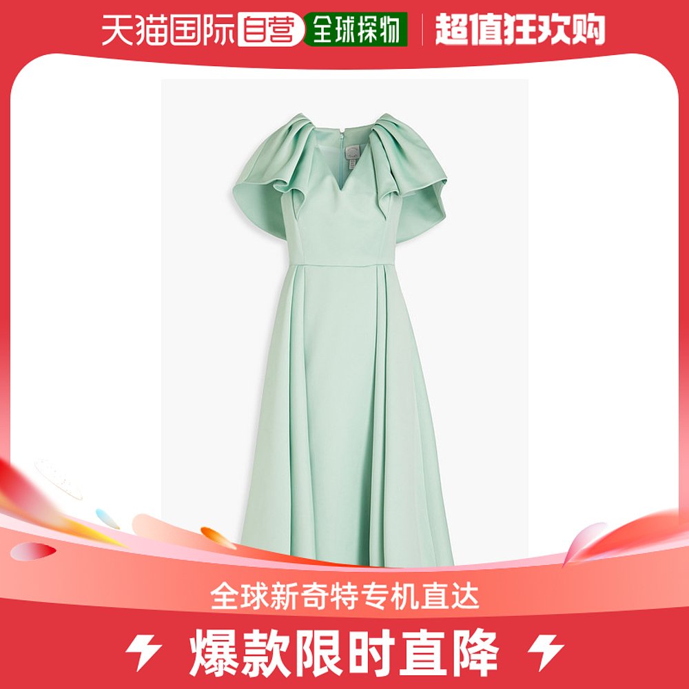 香港直邮潮奢 HUISHAN ZHANG女士喇叭褶裥丝硬缎礼服