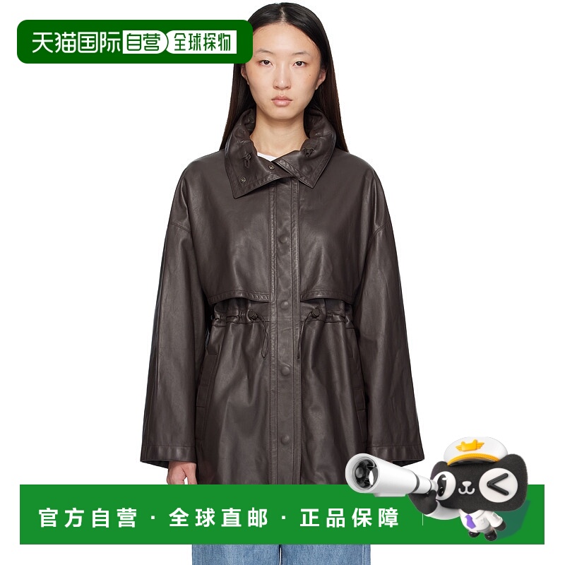 1h可退 香港直邮潮奢 The Row 女士 棕色 Herbie 皮革夹克 8656L2