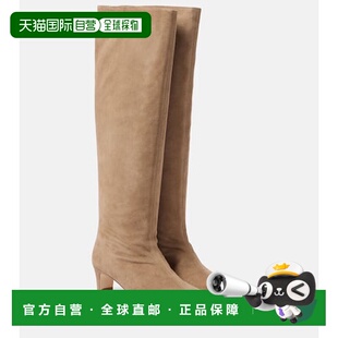 1h可退 香港直邮Staud 女士 Wally 绒面革及膝靴子 beige米色 舒