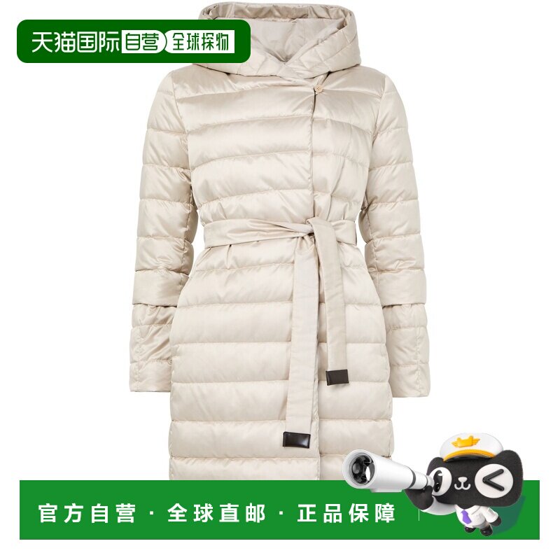 欧洲直邮自营MAX MARA THE CUBE女士象牙白缎面皮革绗缝羽绒服