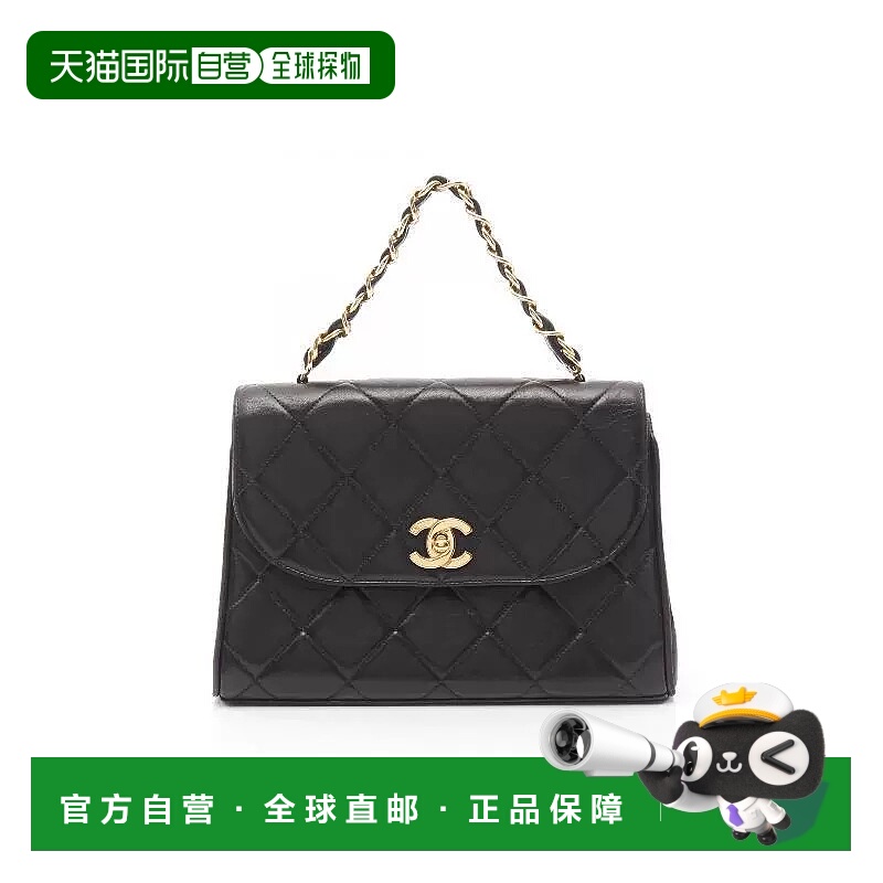 日本直邮中古Chanel香奈儿女包B级9新chain hand链手羊皮手提包黑