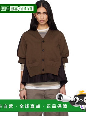 1h可退 香港直邮Sacai 女士 棕色 Chalk Stripe & Cotton Knit 开