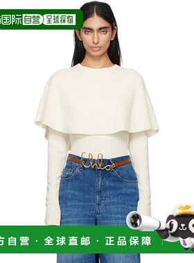 1h可退 香港直邮潮奢 Chloe 蔻依 女士 灰白色 Cape 毛衣 CHC24AM