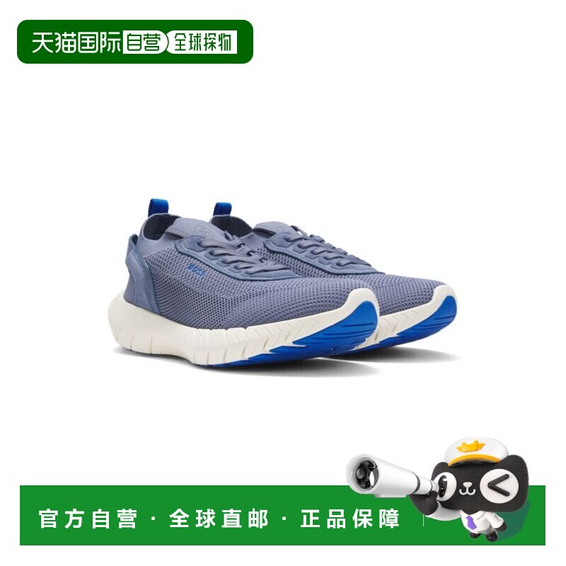 自营boss-运动运动鞋，带针织鞋面和皮革饰边-浅灰色 美国奥莱直图片