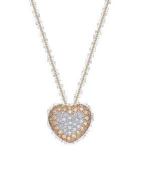 自营 geneviveGv 纯银白色和金色心形设计吊坠 - 粉红色 美国奥莱