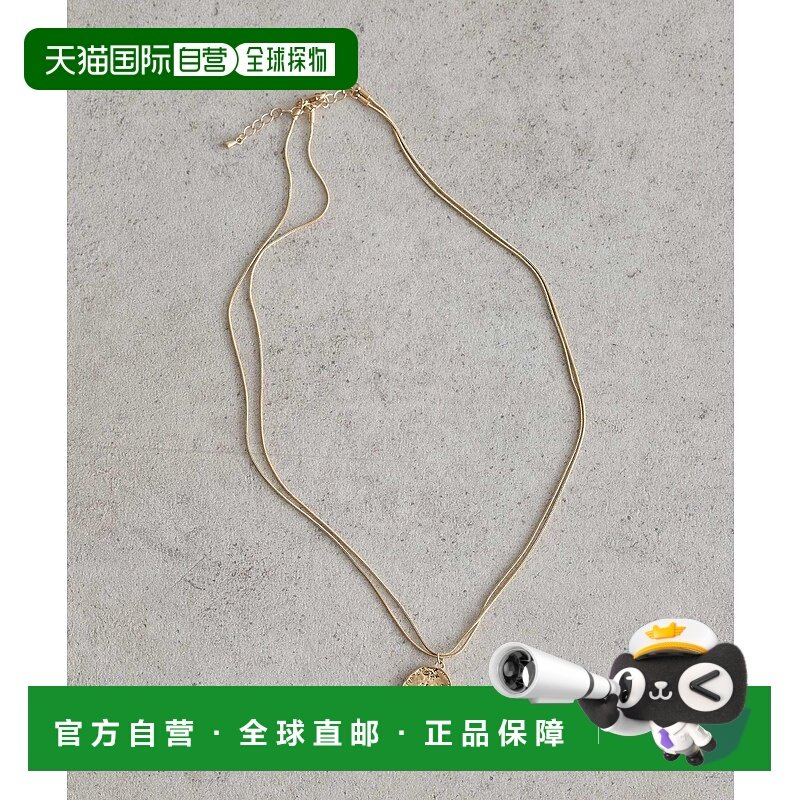 1h可退 日本直邮earth music&ecology 女士 叠层蛇链金属吊坠项链