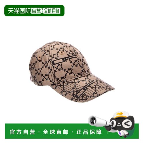 自营off-white米白色字母组合帆布棒球帽-棕色 美国奥莱直发