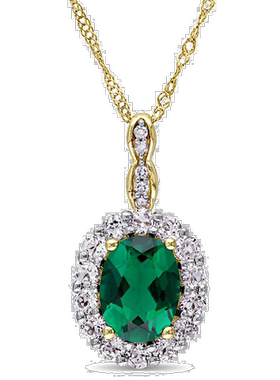 自营 Mimi & Max 女式 1 5/8 克拉 TGW 椭圆形人造祖母绿、白色托