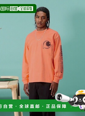 自营欧洲直邮Carhartt Wip 男士橙色棉长袖T恤针织印花棉质成衣