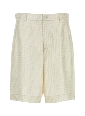 FENDI 男士短裤 FB1014AKEEF1H48 AW2024 白色 徽标百慕大短裤