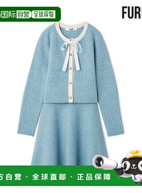 日本直邮FURFUR 蝴蝶结紧身针织套装开衫半身裙长袖迷你裙长 (rwn