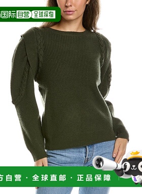 自营 Lea & Viola 编织羊毛和羊绒混纺毛衣 - 绿色 美国奥莱直发