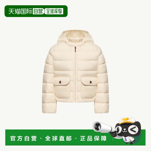 欧洲直邮Moncler盟可睐 Amara女孩象牙白聚酯纤维连帽羽绒服