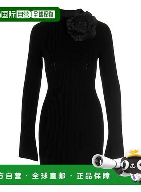 1h可退 香港直邮Blumarine 蓝色情人 女士 玫瑰細節長袖連身裙 2A