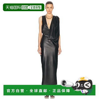 1h可退 香港直邮KHAITE 女士 Reed 皮革连衣裙 5451887 black黑色