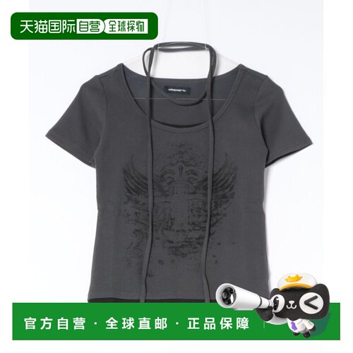 日本直邮DISPARK 女装 半袖层叠风T恤 颈部系带设计 DI26SS04L000