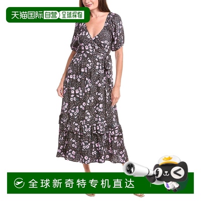 自营 saltwater luxe盐水奢华泡泡袖裹身Midi连衣裙-紫色 美国奥
