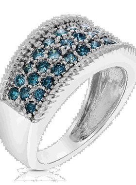 自营 vir jewels3/4 克拉蓝钻婚戒 14K 白金圆形爪镶 - 白色 美国