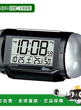 日本直邮精工Super Raiden大音量电波电子数字闹钟 黑色金属显示