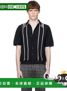 1h可退 香港直邮潮奢 AMIRI 男士 黑色 Script Stripe 衬衫 AMKNI