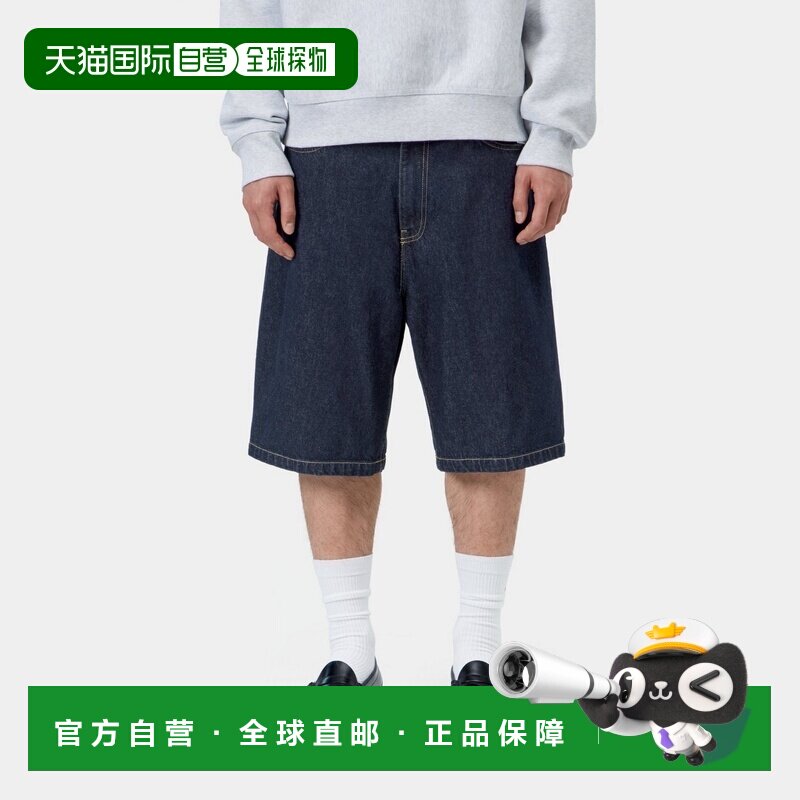 自营欧洲直邮Carhartt WIP Landon男士蓝色棉质牛仔短裤直筒裤图片