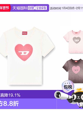 香港直邮DIESEL迪赛OVAL-D系列女款圆领印花套头短袖A128360SQAD