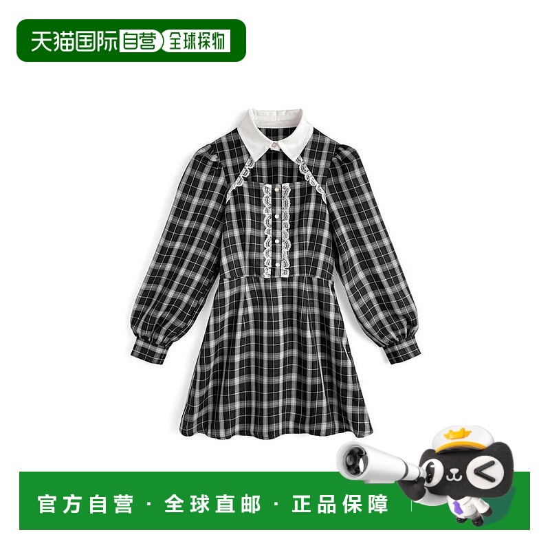 日本直邮日潮 GRL格子图案前开襟迷你连衣裙tg899蕾丝性感优雅